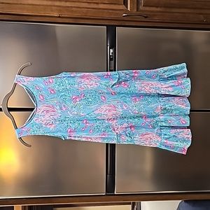 Lilly Pulitzer Kristen Flounce Amalfi Blue Best Fish Print